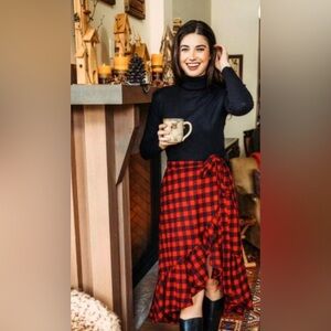 Kiel James Patrick Cozy Cabin Flannel Wrap Skirt Size 4 NWT